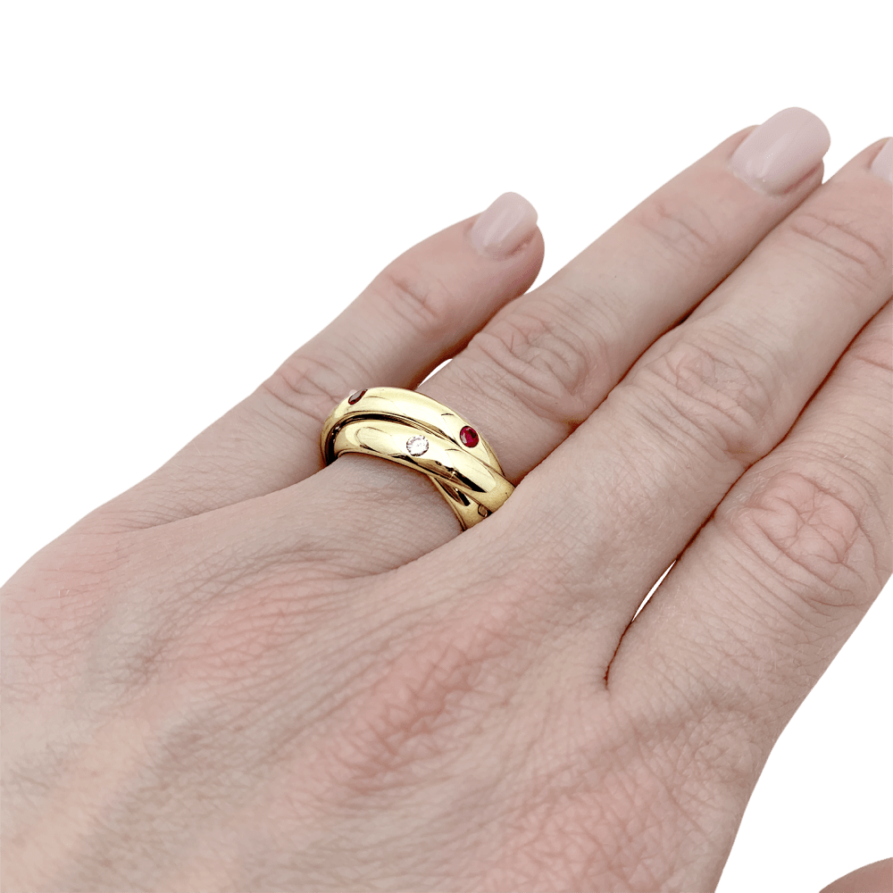Bague Cartier, "Constellation", or jaune, saphirs, rubis, diamants.  6