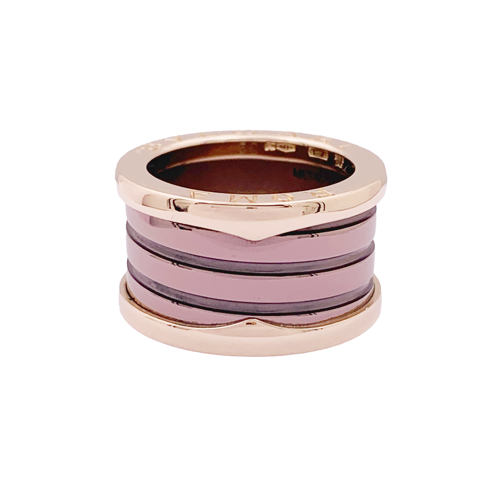 Bague Bulgari, "B.Zero1", or rose, cermet. 1