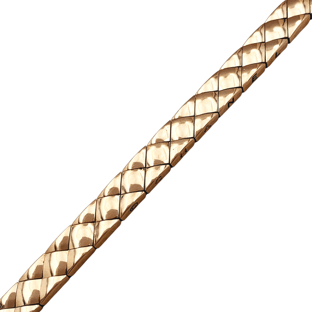 Bracelet Chanel, "Matelassé", or jaune.   3