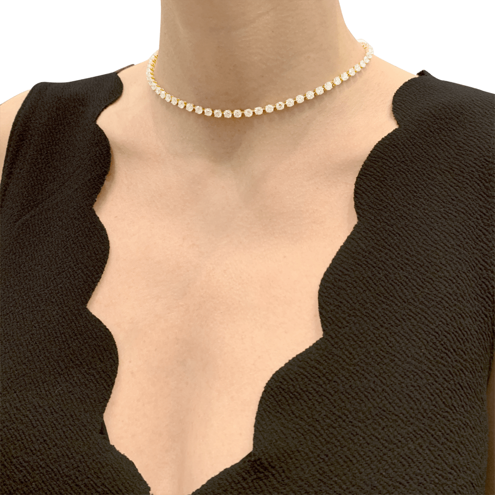 Collier rivière Cartier, or jaune et diamants.  6