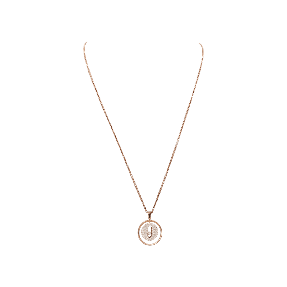 Collier Messika, "Lucky Move", or rose et diamants.  1
