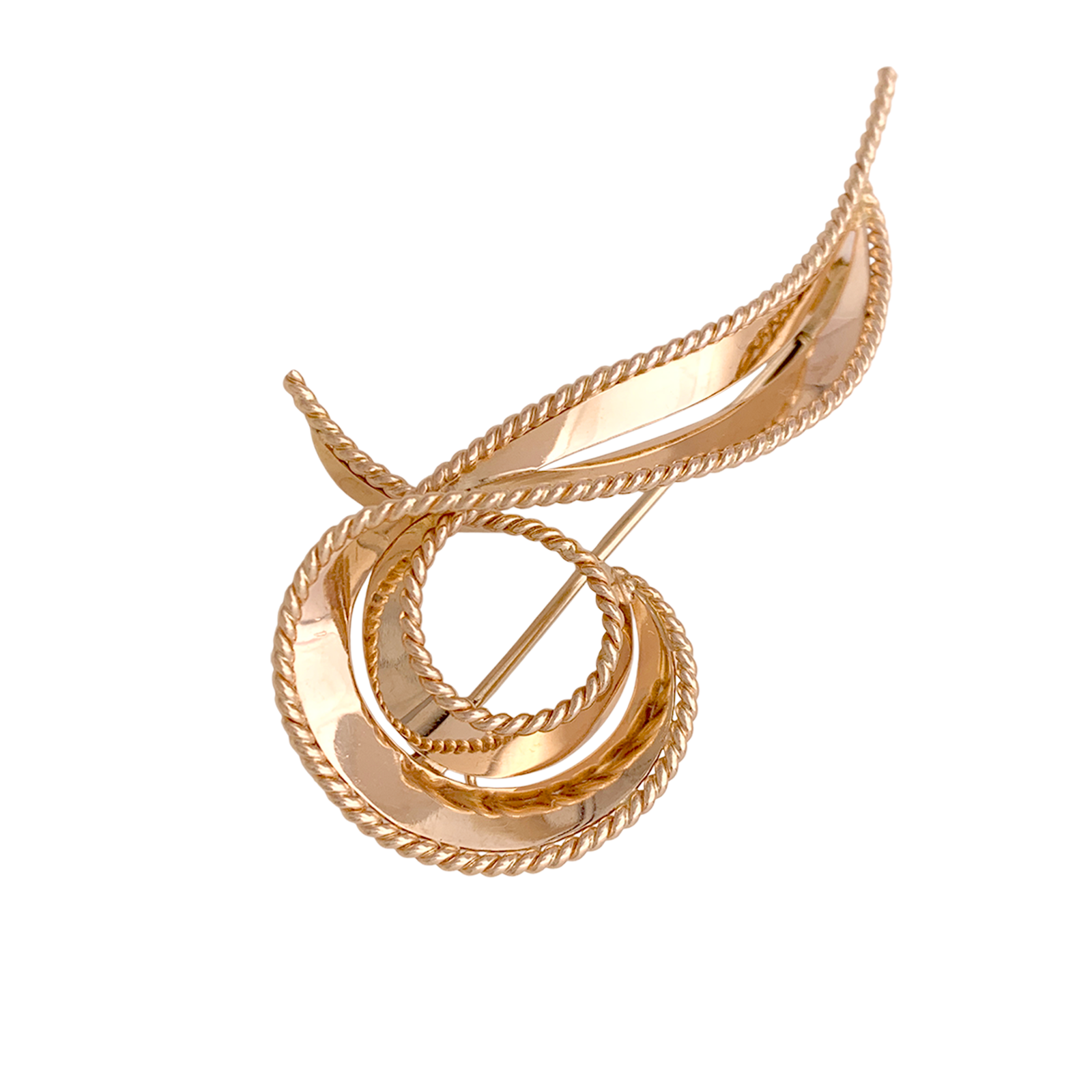 Broche vintage "Volute" or rose. 1