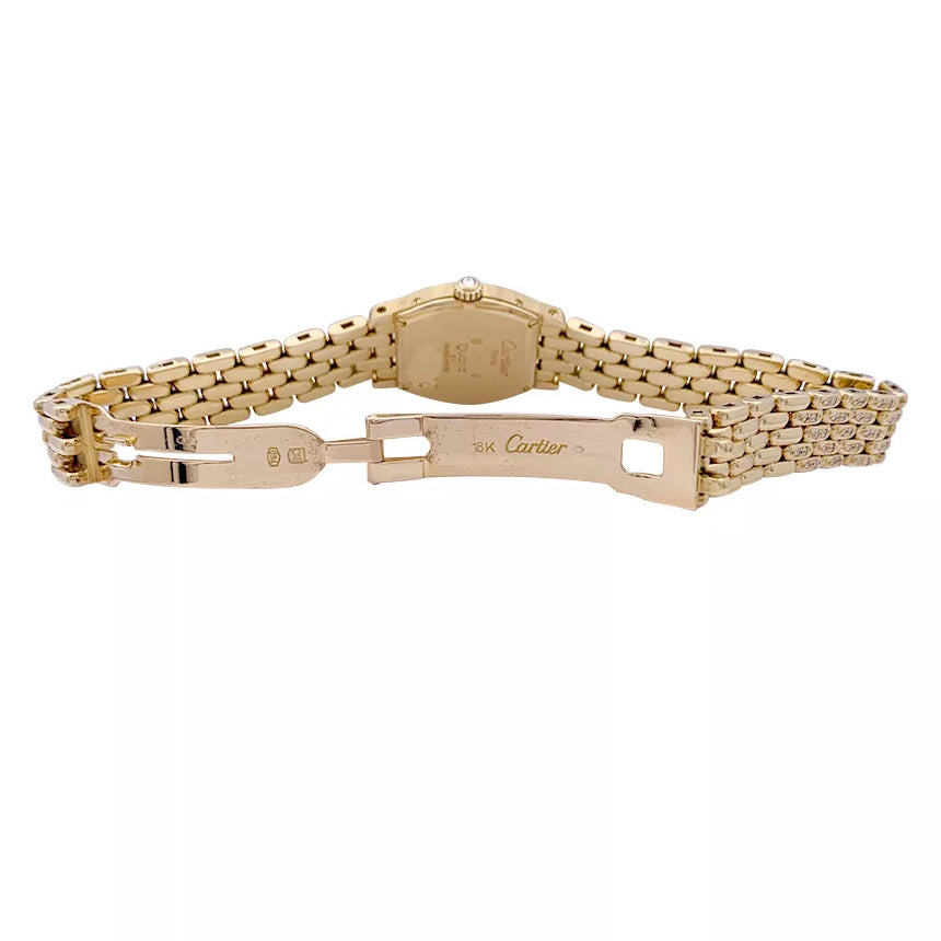 Montre Cartier "Tortue" or jaune, diamants, nacre. 6