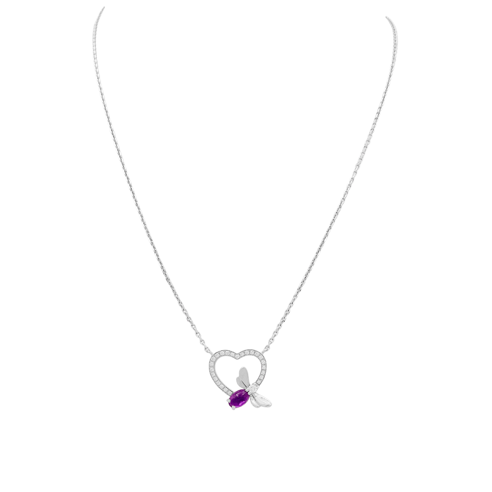 Collier Chaumet, « Attrape-moi si tu m’aimes », or blanc, améthyste, diamants.  1