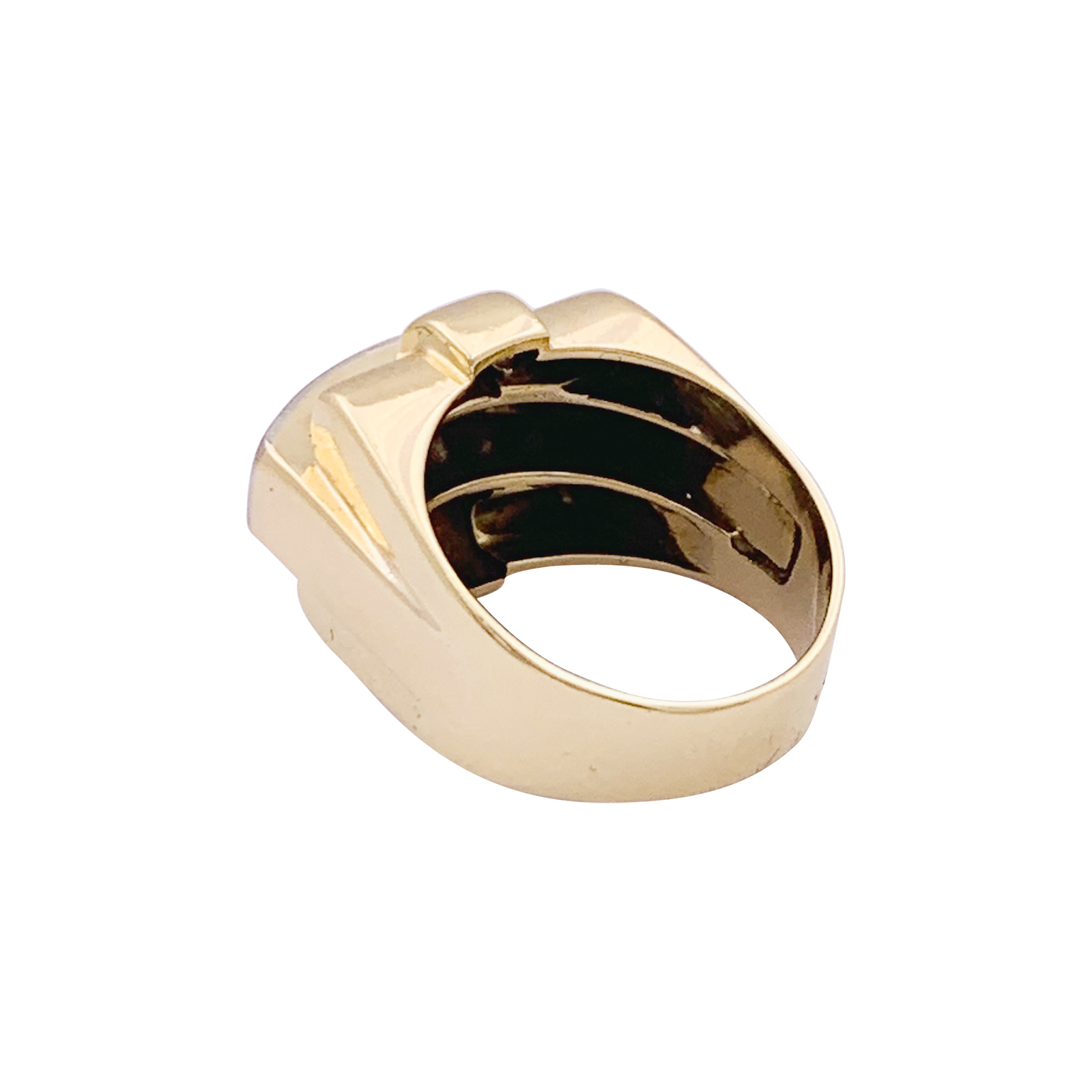 Bague Tank en or jaune, platine, diamants. 2