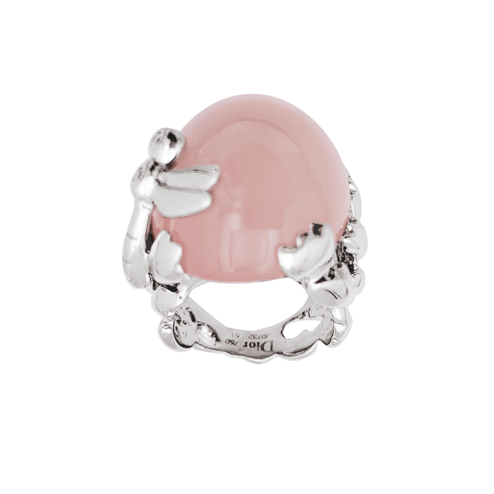 Bague Dior, "Gourmande" en or blanc, quartz rose et diamants.  5