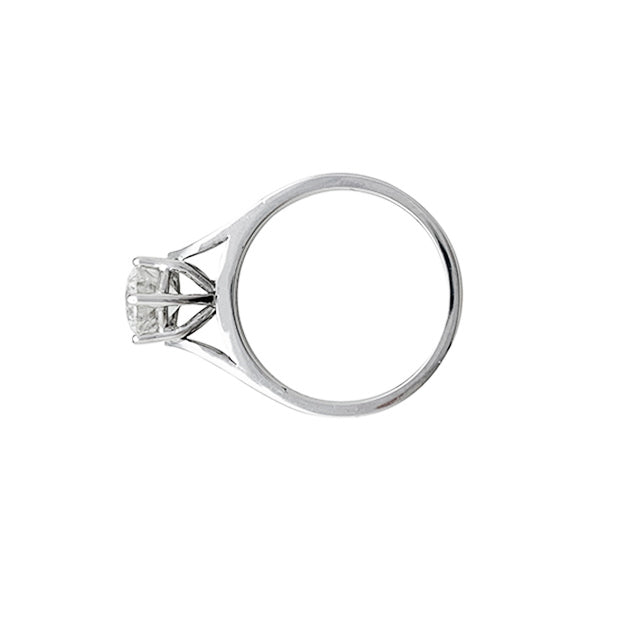 Solitaire en or blanc d'occasion, diamant taille brillant  1,59 carat 2