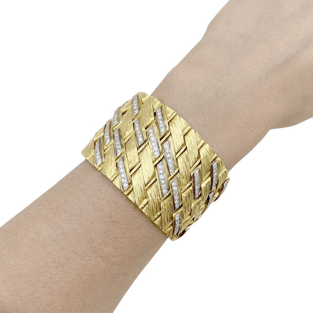 Bracelet Sterlé Paris, or jaune, platine, diamants. 6