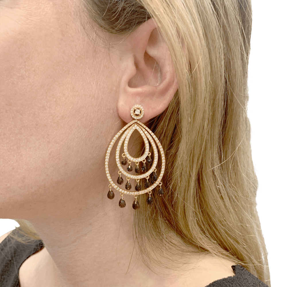 Pendants d'oreilles, or rose, diamants et tourmalines. 5
