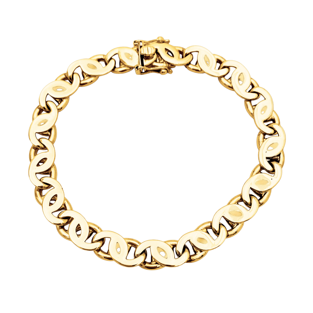 Bracelet or jaune, maille oeil de tigre.  1