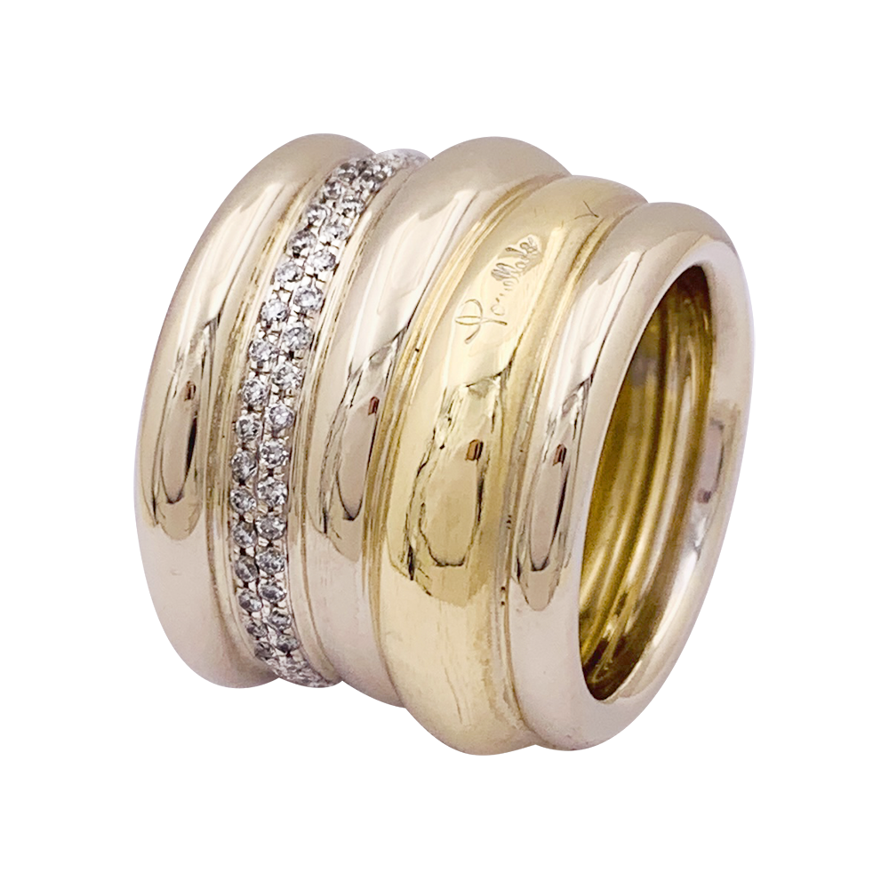 Bague Pomellato, "Tubolare", deux ors et diamants. 4
