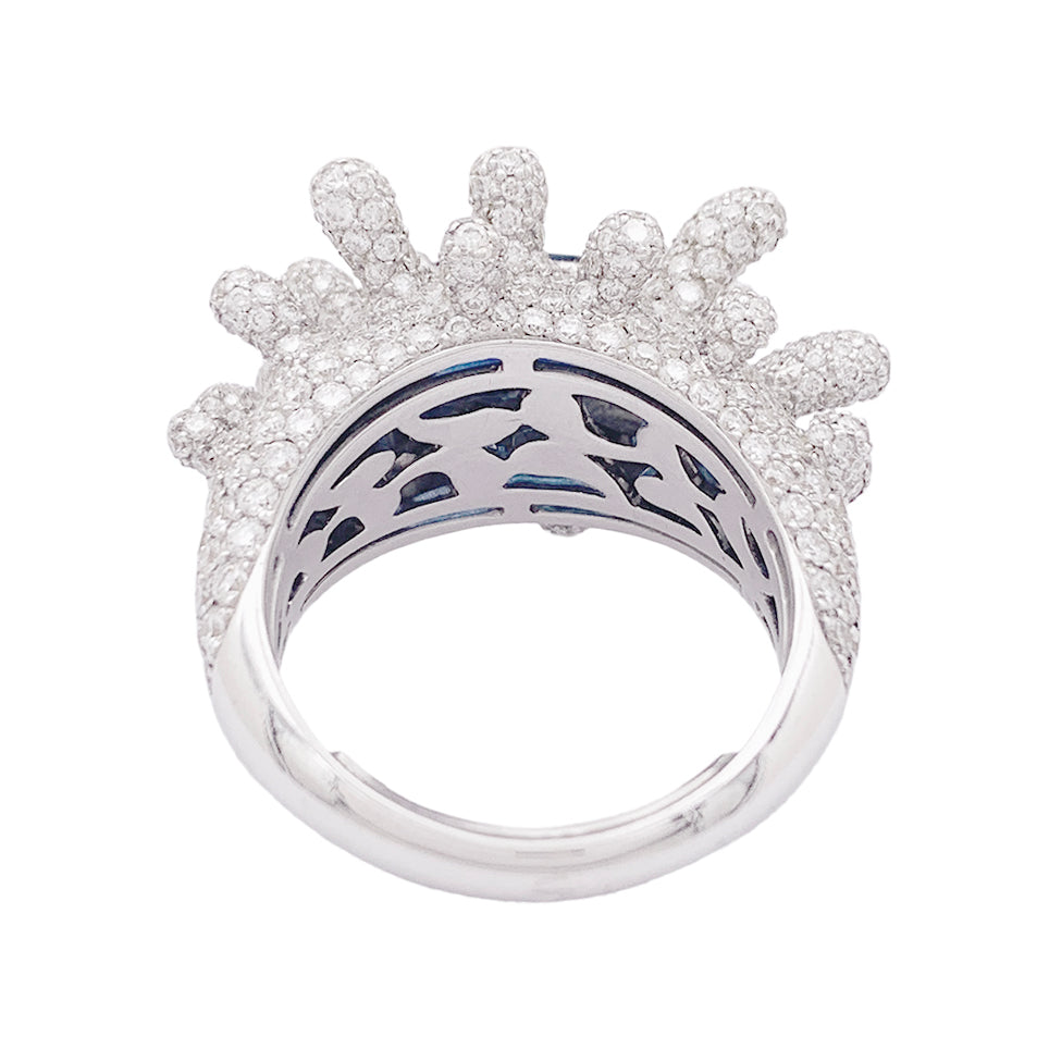 Bague or blanc, saphir et diamants. 4