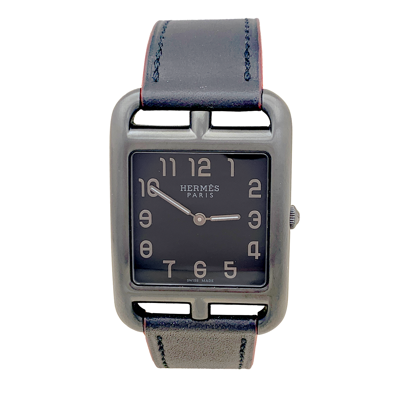 Montre Mixte Hermès, "Cape Cod Shadow, acier noirci, cuir. 1
