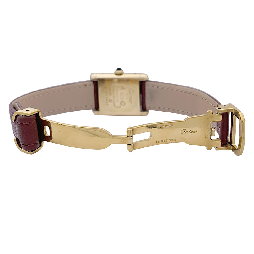 Montre Cartier "Tank Must" argent plaqué or, cadran laqué marron. 2