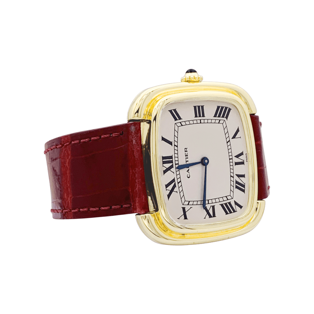 Montre Cartier, « Square » en or jaune et cuir. 3