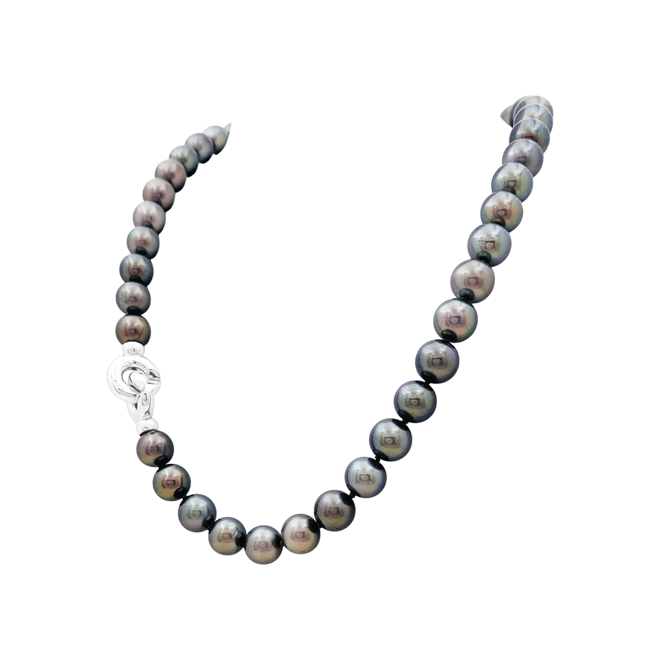 Collier 42 perles de Tahiti, fermoir en or blanc. 3