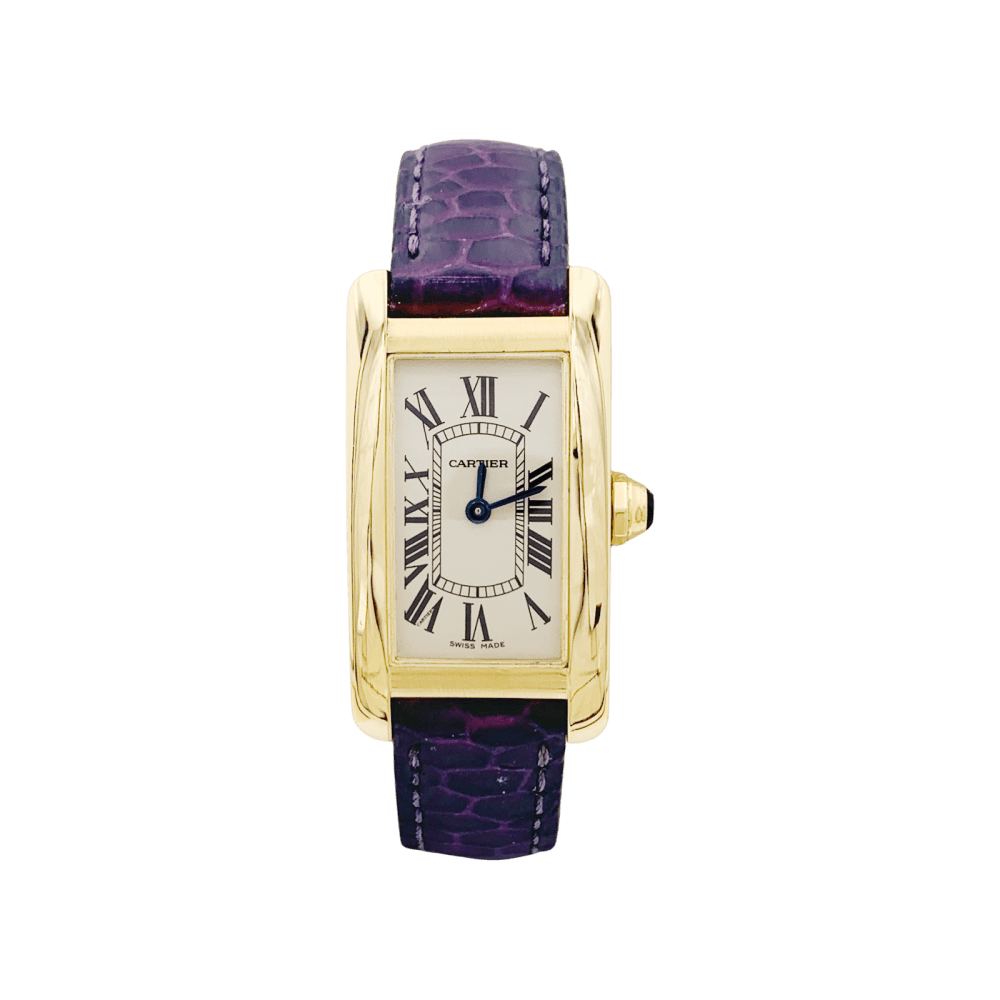 Montre Cartier, "Tank Américaine", or jaune.  1
