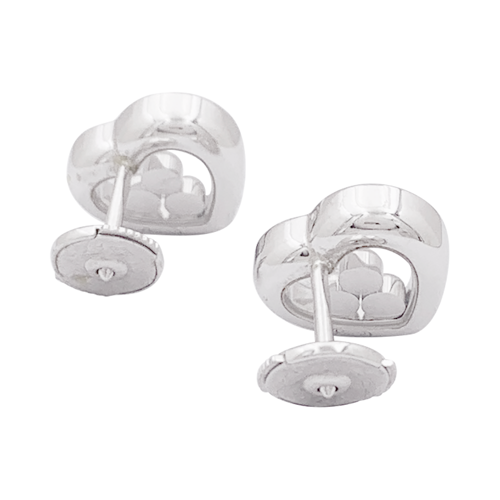 Boucles d'oreilles Chopard "Happy Diamonds" or blanc, diamants. 3