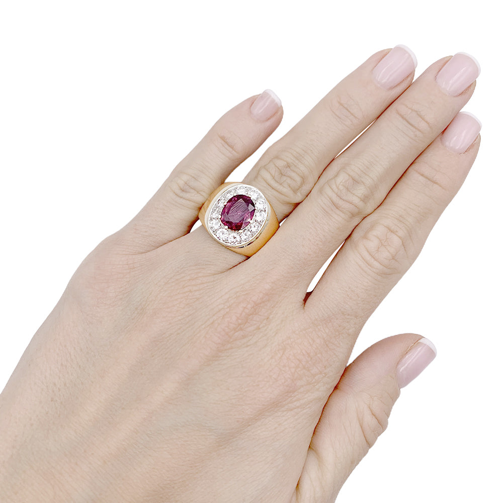 Bague jonc, or jaune, or blanc, rubis et diamants. 5