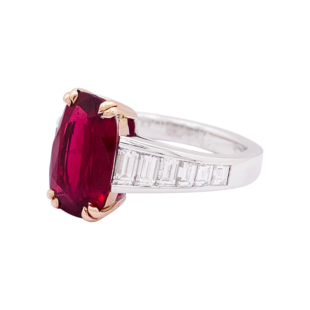 Bague or, diamants, rubis. 4