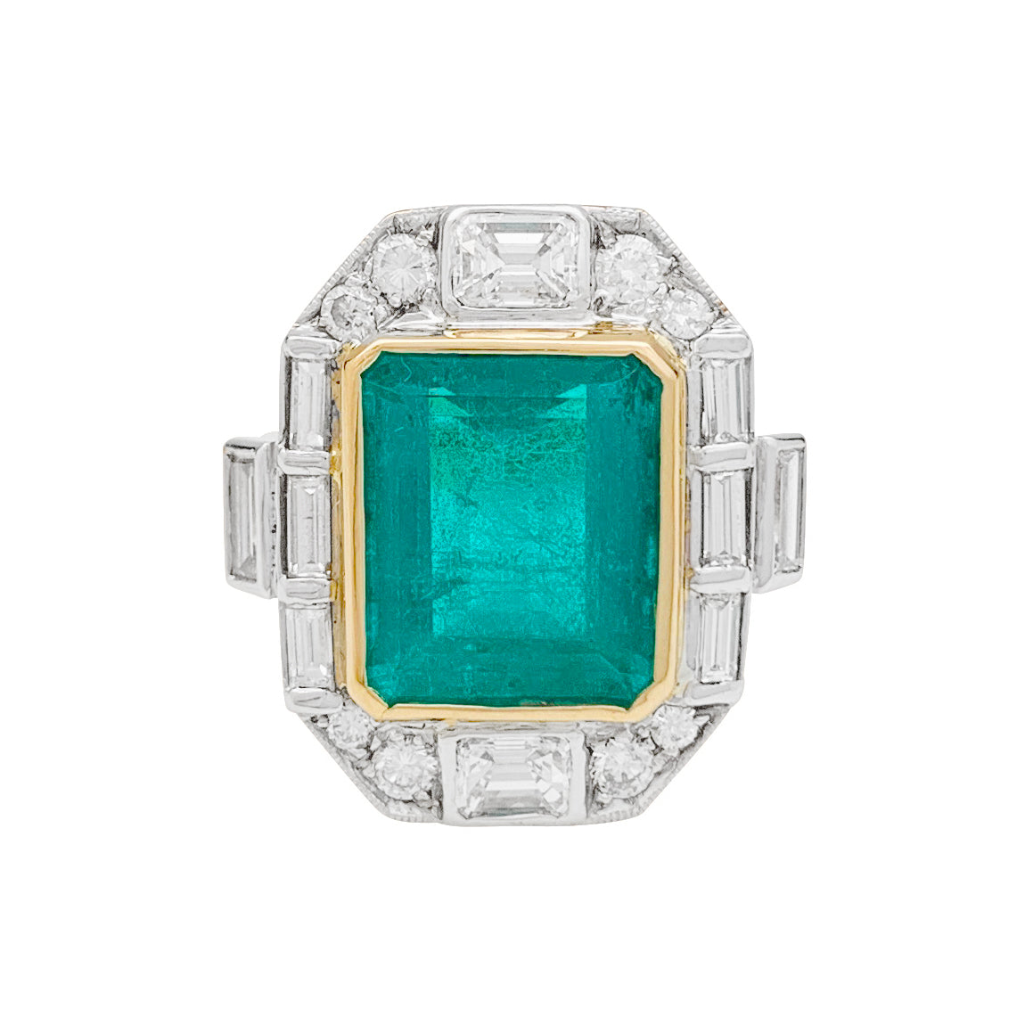 Bague deux ors émeraude et diamants. 7