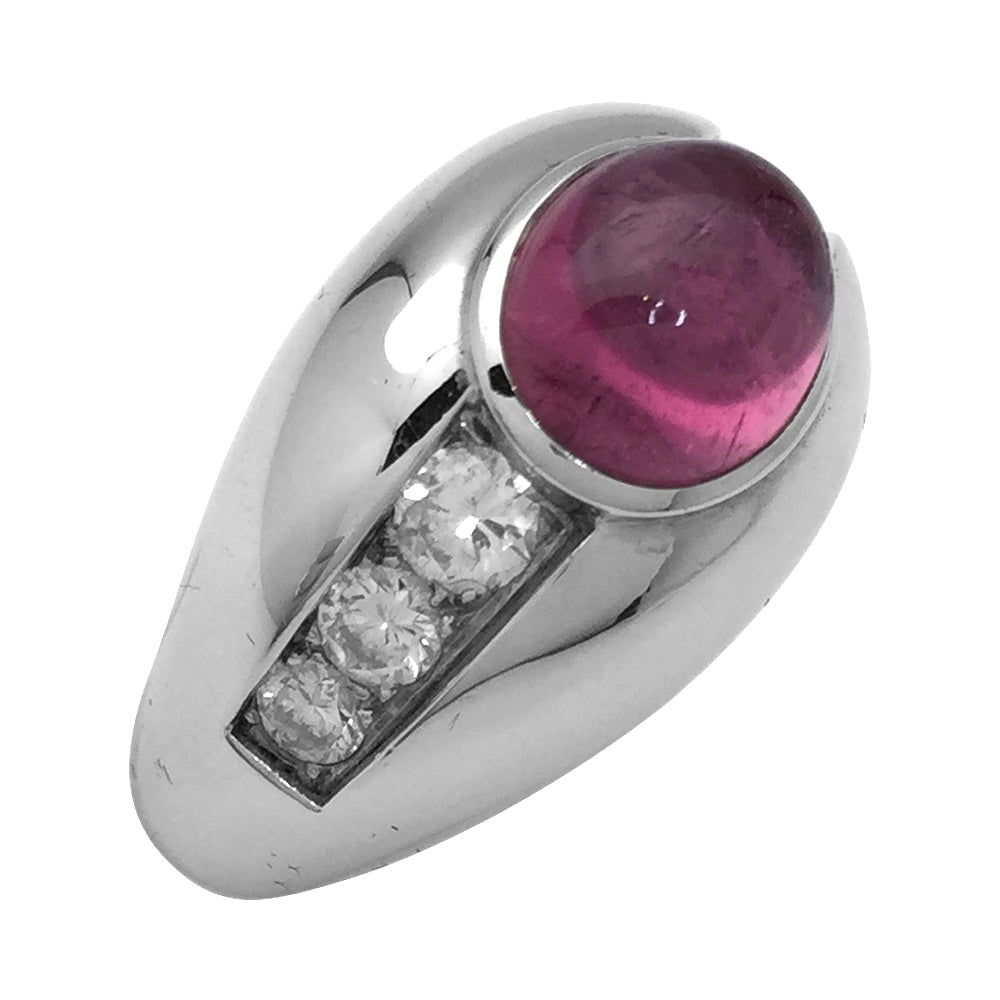 Bague en or blanc, tourmaline rose et diamants. 1