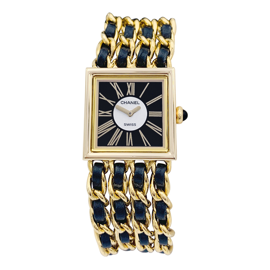 Chanel gold and leather watch, 