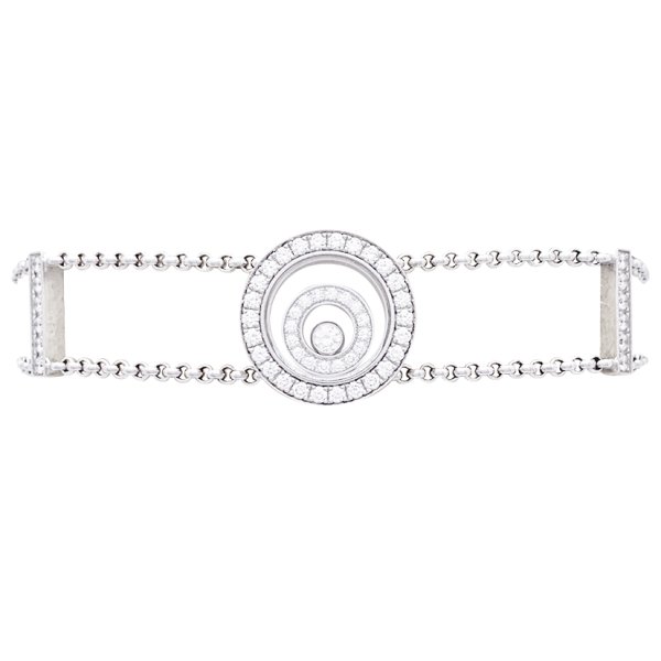 Bracelet Chopard "Happy Spirit" or blanc, diamants.