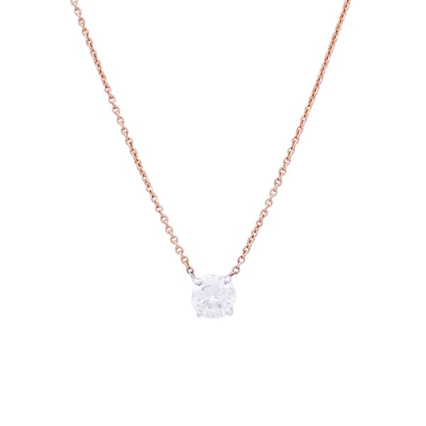 Gold and diamond solitaire necklace.