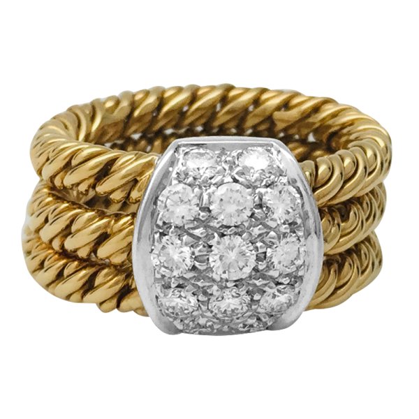 Two gold and diamonds vintage Pomellato ring.
