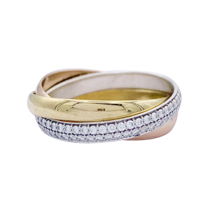 Cartier 3 golds and diamonds ring, "Trinity" collection.