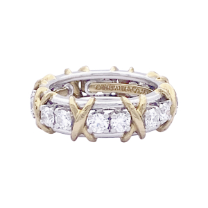 Tiffany & Co. platinum, yellow gold, diamonds ring "Sixteen Stones Jean Schlumberger".