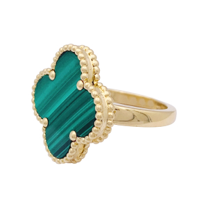 Van Cleef & Arpels gold and malachite ring, "Magic Alhambra" collection.