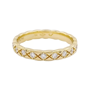 Bague alliance Chanel, "Coco Crush", or jaune, diamants.