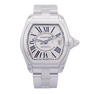 Cartier steel watch,"Roadster" collection.