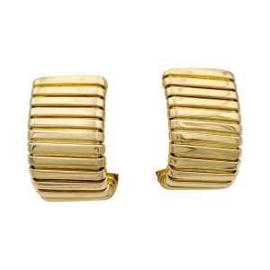 Bulgari gold earrings, "Tubogas" collection.