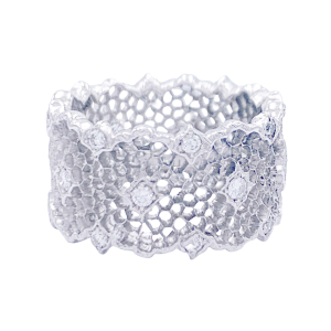 Buccellati white gold and diamonds ring, "Tulle" collection.
