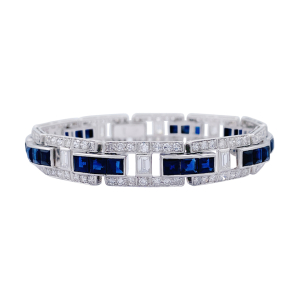Platinum, diamonds and sapphires bracelet.