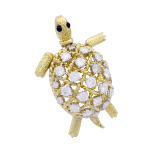 Cartier gold and diamonds vintage Turtle brooch.