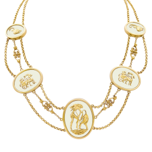 Lalaounis vintage gold necklace, "The Shield of Achilles" collection.