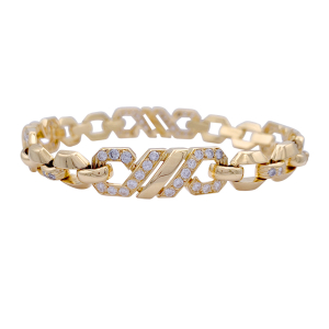Yellow gold bracelet, diamonds.
