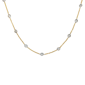Yellow and white gold diamonds necklace.