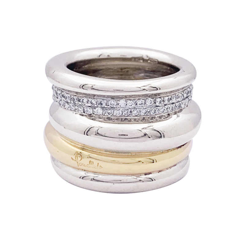 Pomellato two golds and diamonds ring, "Tubolare" collection.