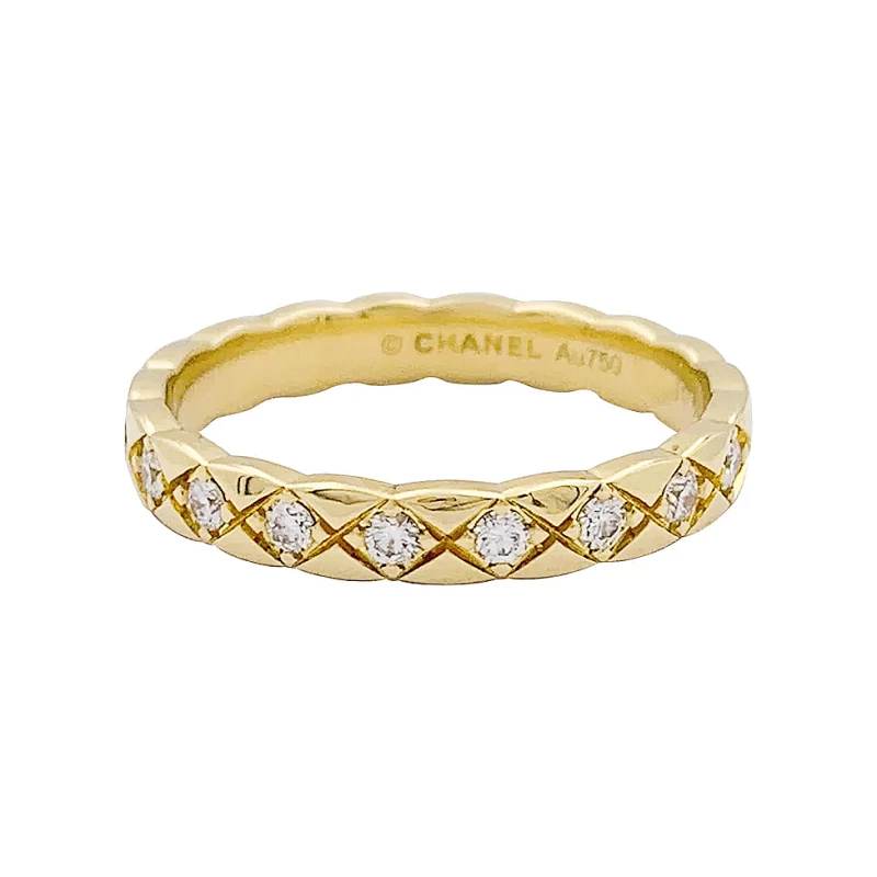 Bague alliance Chanel, "Coco Crush", or jaune, diamants.