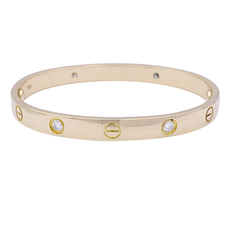 Bracelet Cartier ,"Love", or jaune, diamants.
