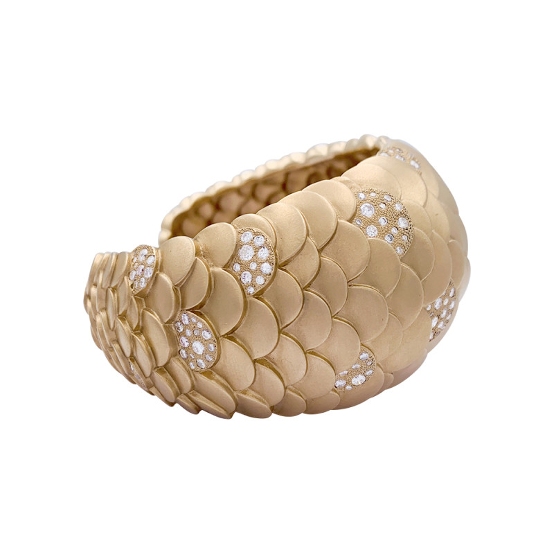 Bracelet Pomellato, "Sirène", or rose, diamants.