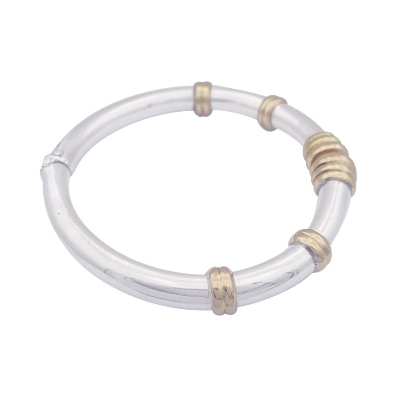 Lalaounis silver and yellow gold vintage bangle.