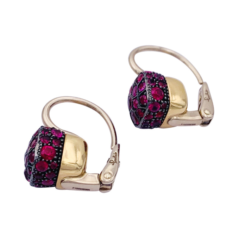 Pomellato two golds and rubies earrings, "Nudo" collection.