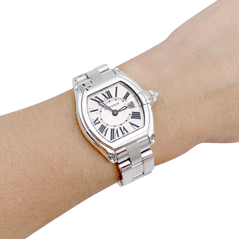 Cartier steel watch,"Roadster" collection.