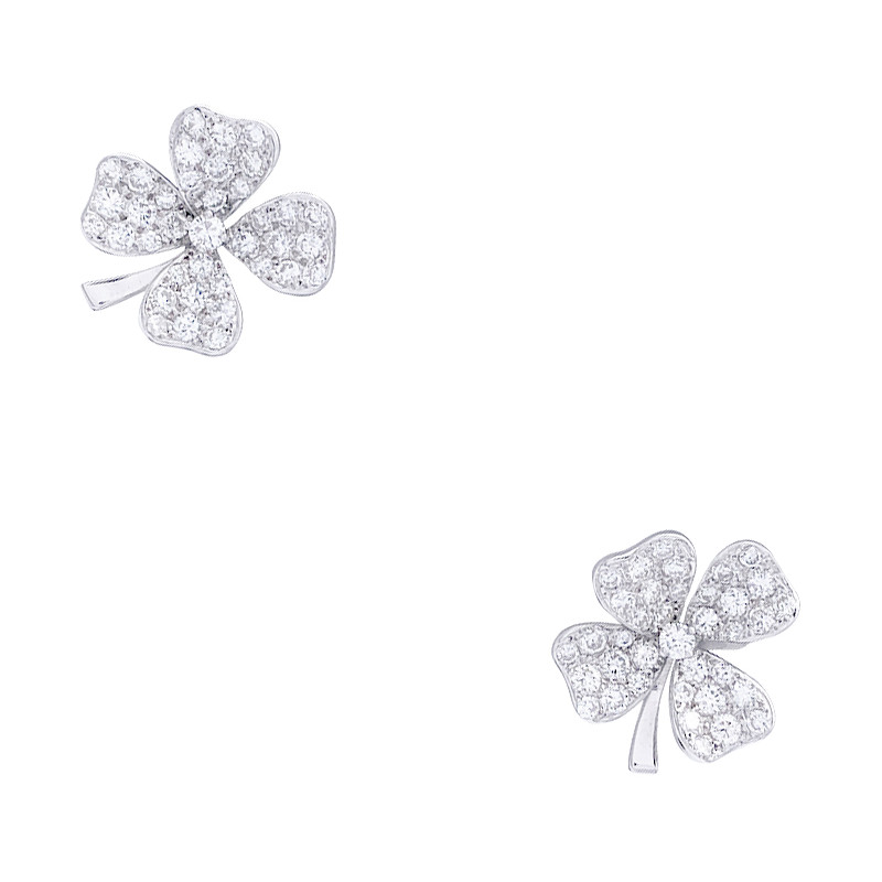 Fred white gold and diamonds "Clovers" earrings.